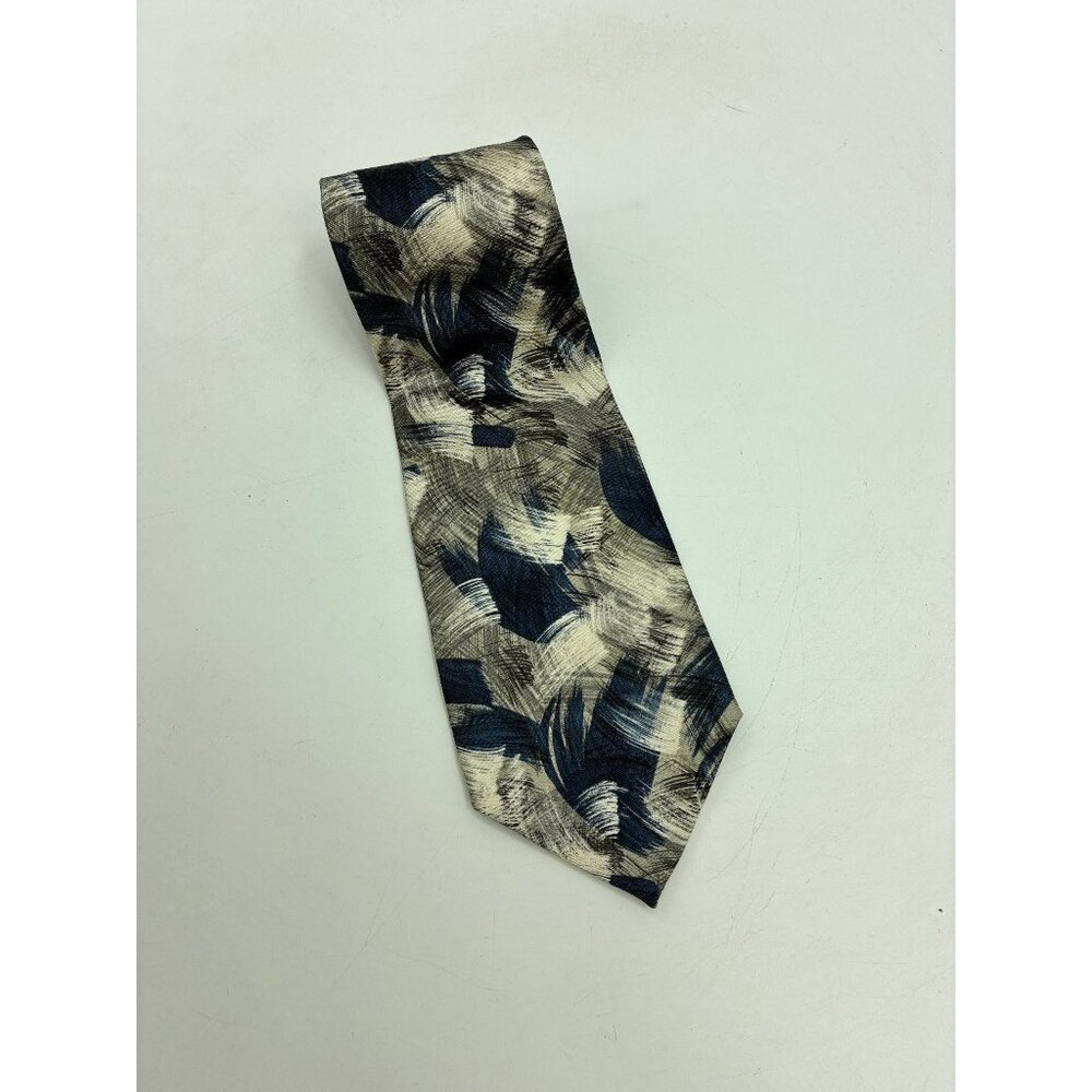 Pierre Cardin Mens Abstract Silk Neck Tie Blue Gray Designer Necktie Vintage